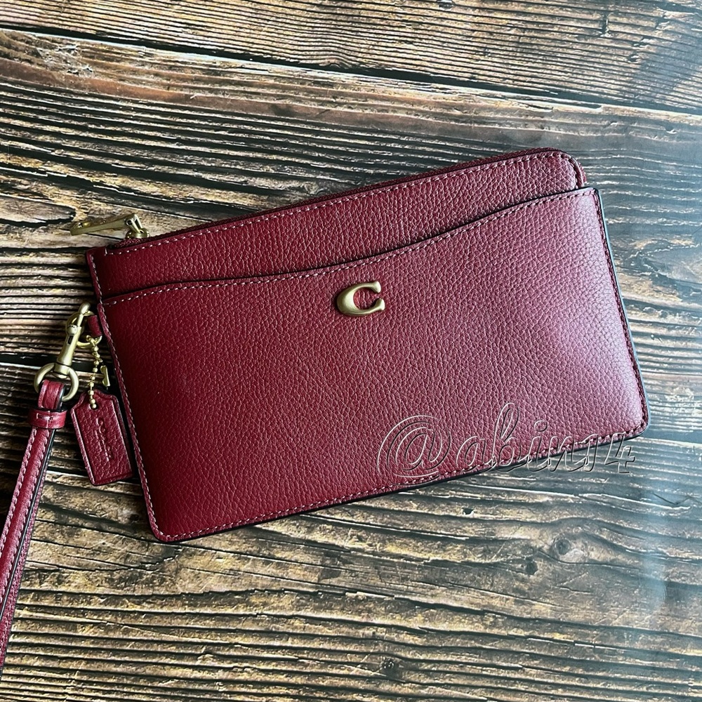 NWT Coach Pebble Leather L Zip Wristlet - Picture 5 of 5